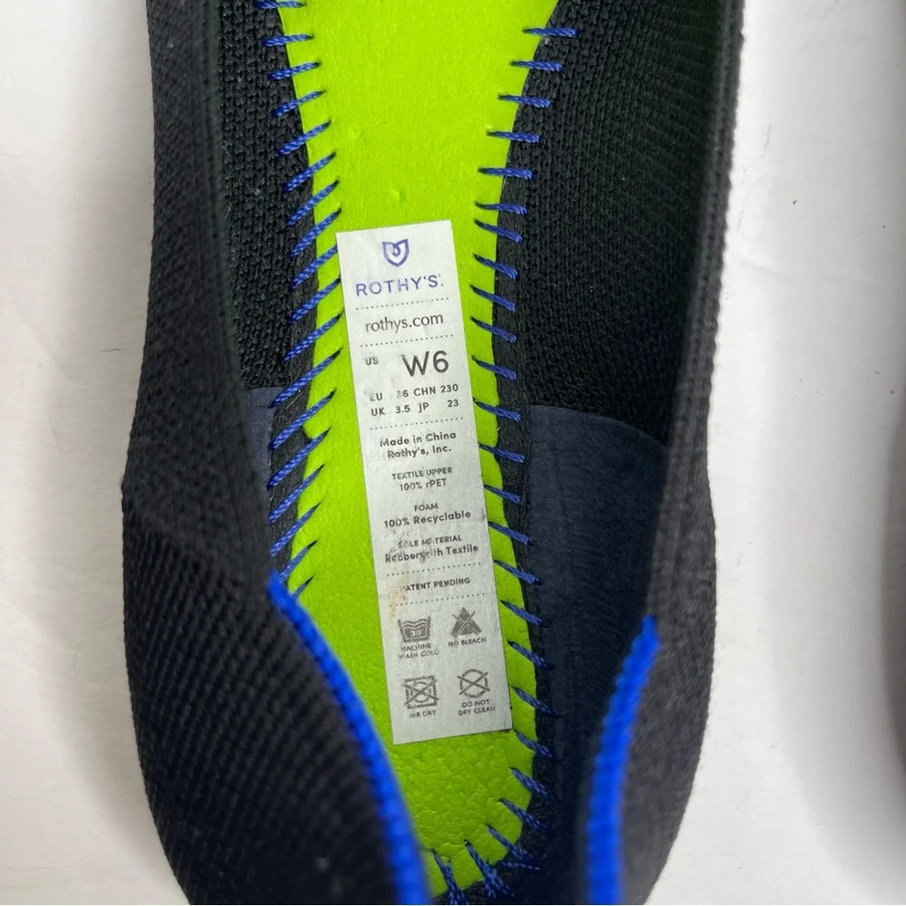 Rothy's The Square Black Women's Slip On Ballet Flat Shoes Textile Size 6